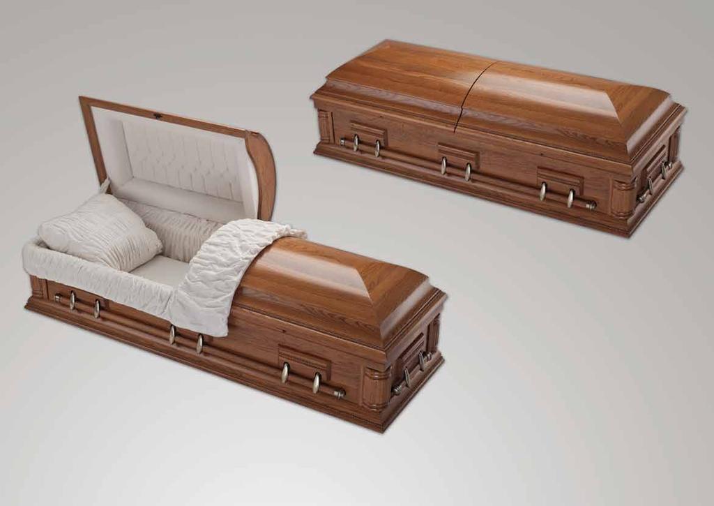 HARDWOOD COLLECTION 7 New England Oak Solid oak casket. Satin-finished, to highlight the natural grain of the wood.