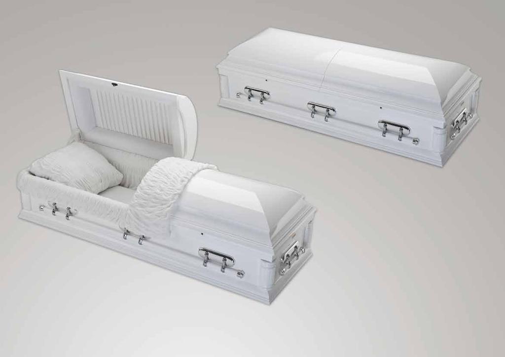 HARDWOOD COLLECTION Purity Solid poplar casket. High-gloss, pure white finish.