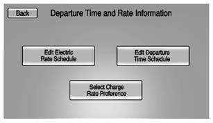 Select one of the following:. Edit Electric Rate Schedule.. Edit Departure Time Schedule. See Departure Time Entry.. Select Charge Rate Preference.