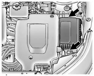 10-32 Vehicle Care Engine Compartment Fuse Block To open the fuse block cover, press the clips at the front and