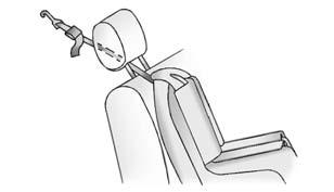 If the rear outboard seating position you are using has an adjustable head restraint and you are using a single tether, raise the head restraint and route the tether under the head restraint and in