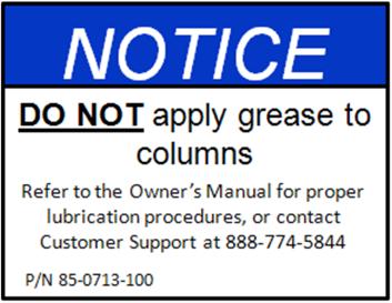 Applicable) (N) 2 85-0713-100- Do Not Grease