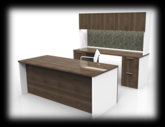 Desk, Credenza and Mounted Tower