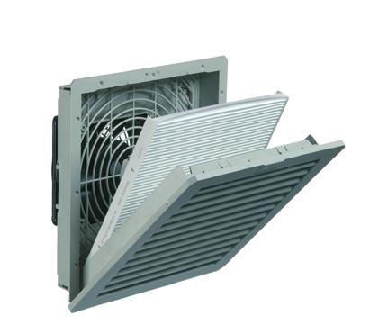 FILTERFANS PF 42500 Airflow rate up to 94 CFM, Cut-out dimensions: 223 x 223 mm 42,500 h 2.6 lb 43 db (A) 17 W 9.92 x 9.92 x 4.05 in (UL 50) NEMA Type 12 - fluted filter 94 CFM (PF + PFA 40.