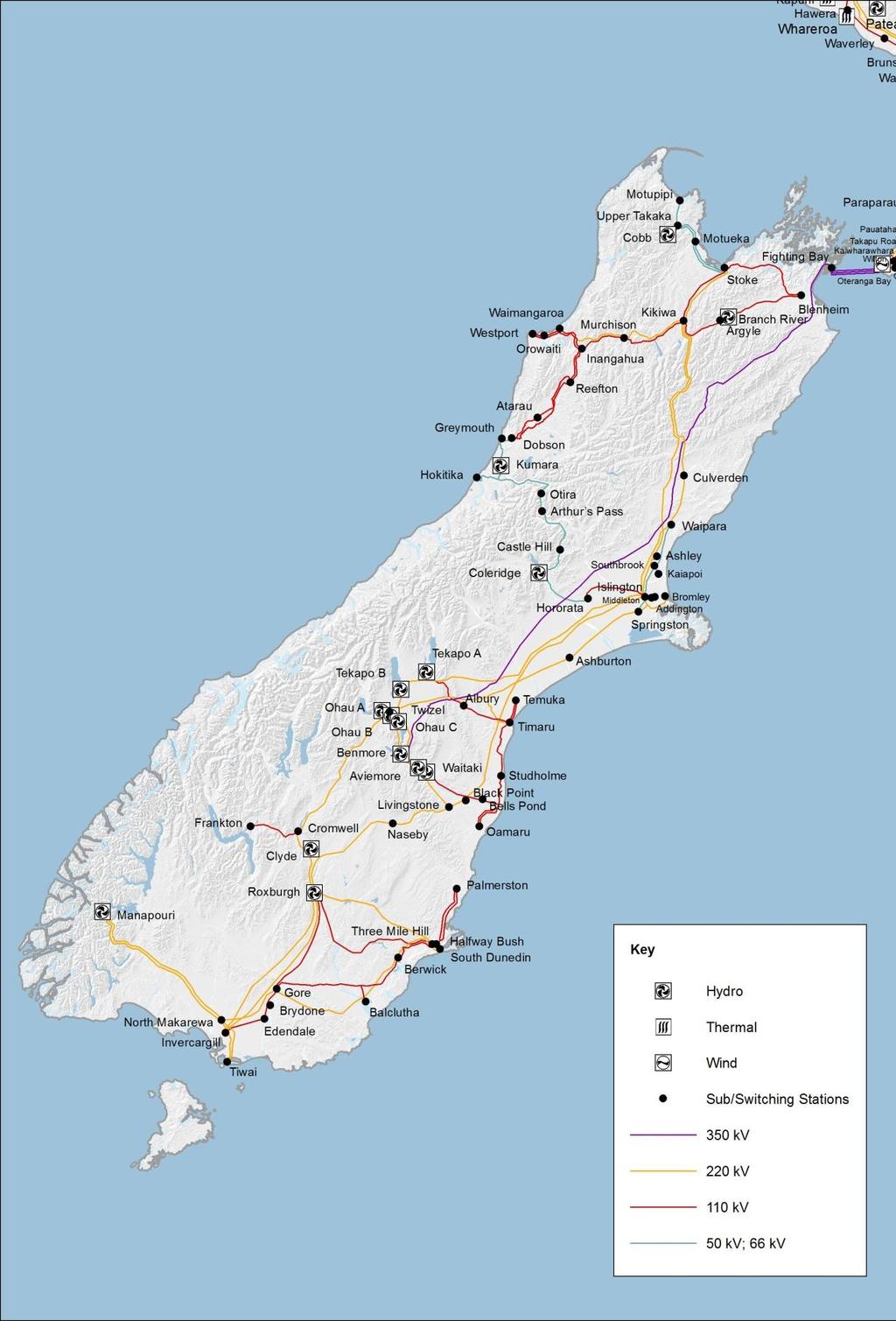 Figure 3-2: New Zealand s South Island transmission network 2012 Annual