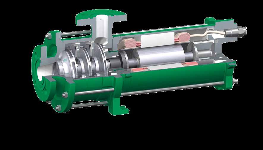 PUMP SERIES Operation The partial current for the cooling of the motor and for the lubricating of the bearing is taken from the last impeller on the discharge side and led through the motor space.