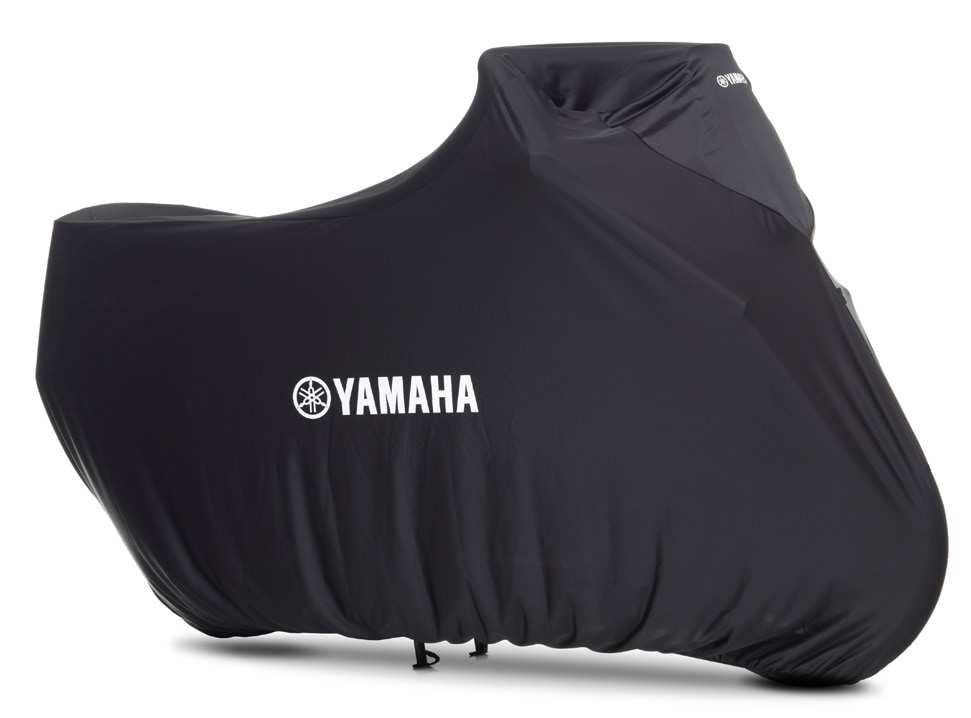 Features the Yamaha logo on both sides Transparent plastic window at rear for registration number plate check Large-sized cover is suitable for