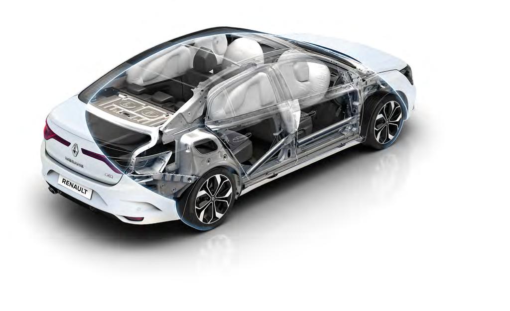 Adaptive & Curtain airbags Renault Megane Sedan protects occupants with multi stage, variable force deployment airbags.