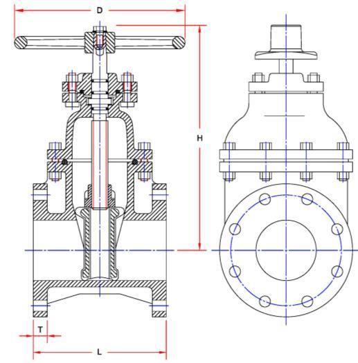 Installation Dimensions FxF; NRS OS&Y Dimensions Series 6800 NRS Gate Valve: Size Model L H D T 2 6802 7 9⅞ 7¼ ⅝ 2.