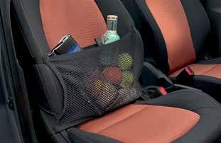 Attached to the front passenger seat by elastic straps, this convenient mesh pouch keeps them safe and prevents them