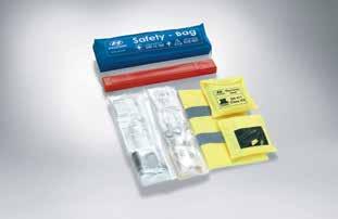 This convenient collection of safety items includes a first aid kit, two safety vests and warning triangle. Complies with DIN 13164 standard. 99940ADE00 Warning triangle.