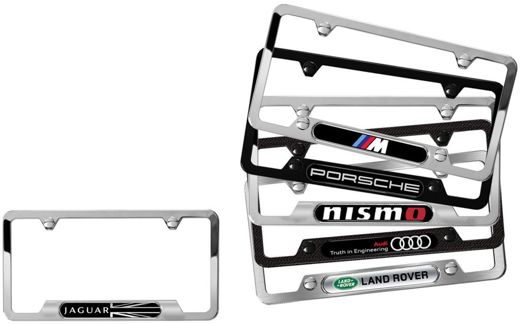 Nameplate Frames All frames are made from sturdy rust-proof stainless steel or carbon fiber composite and guaranteed for a minimum of 4 years exterior use.