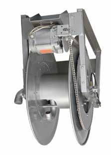 POWR RWIN RLS Series IV or Inverted Installation To handle single 1-1/4" I.. through 2" I.. hose. hain and sprocket drive powered by an electric, hydraulic, or compressed air motor.