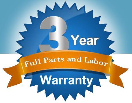 Three year parts and labor warranty,