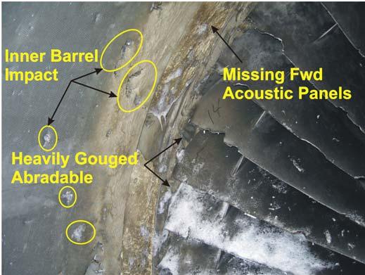 Several of the inboard blocker doors were visible and they were found in the deployed position (PHOTO 16). PHOTO 15: INNER BARREL EXIT HOLE PHOTO 16: BLOCKER DOORS DEPLOYED 2.