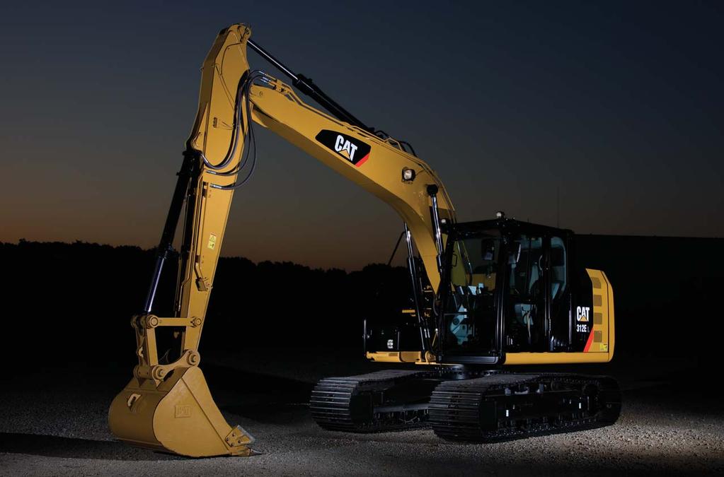 Front Linkage Made for high stress and long service life Booms and Sticks The 312E is offered with a reach boom and three stick configurations: R2.5 m (8'2"), R2.8 m (9'2"), and R3.0 m (9'10").