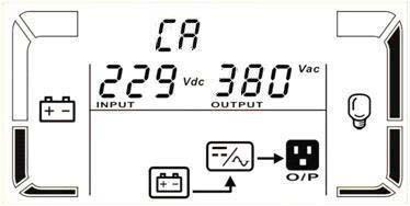 Battery mode Description LCD display When the input