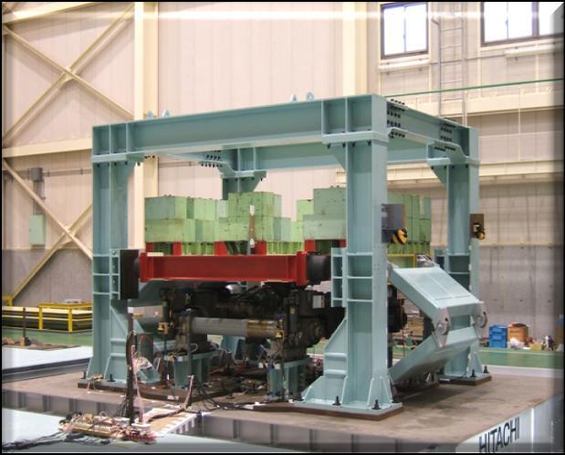 Large-Scale Vibration Test Machine This is a large-scale two-dimensional vibration test machine to simulate earthquake motion with a Japan Meteorological Agency s seismic intensity scale of