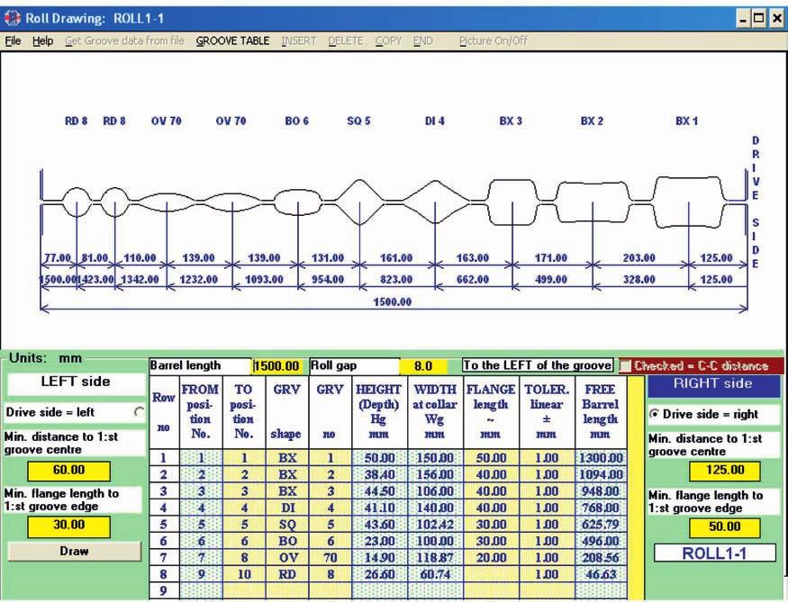 Pass design The Pass Design module is the program for designing new grooves in existing rolling schedules as well as producing completely new rolling schedules.