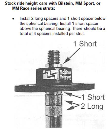 22. Important: At least one spacer is required to be placed above the caster camber plate spherical bearing to allow proper