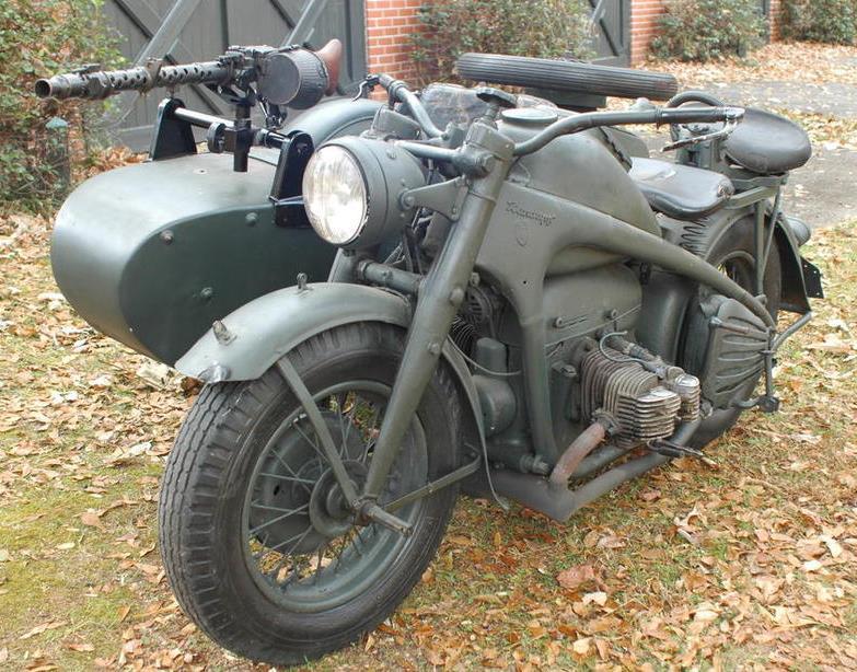 1942 German Zündapp KS750 Military Motorcycle Notice the