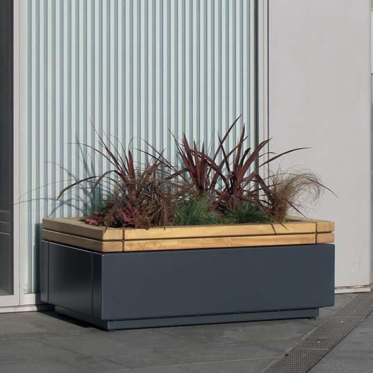 The robust timber top rim allows the edges of the planters to be safely used as short term perch seating.