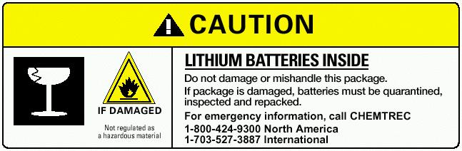 Recommended labels for use on packages containing more than 24 Excepted cells or 12 Excepted batteries: Label for use with Excepted primary lithium cells or batteries: Label for use with Excepted