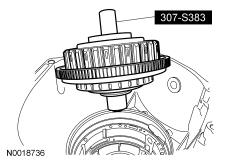 42. Install the overdrive clutch assembly snap ring with the gap in the