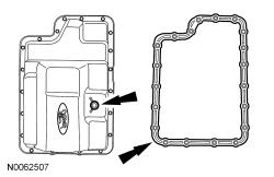 NOTE: Reuse the transmission fluid pan gasket unless it is damaged.