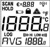G F 6 English H I J 4 E 5 D A B C User Interface Display A) Backlight On symbol B) F/ C symbol C) High Alarm and Low Alarm symbol D) Temperature values for the MAX, MIN, DIF, AVG, HAL (high alarm),