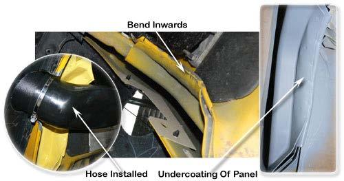 8 Using a 12" or 18" adjustable wrench or specialized panel beating equipment, bend the lower "A" Pillar reinforcement panel inwards (Be sure to bend the panel far enough
