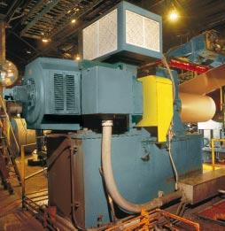 industry specifications. Reliance Electric Large DC motor at a push/pull pickling line at a steel mill.