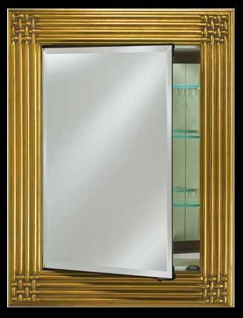 cabinet, frame is flush to the wall 3-mirror Design (Front, Back, Behind Door) 3 Adjustable High- 3/8 Tempered Glass Shelves Hinge Left or Right (reversible) Specialty Collection Wilshire II A B 25 3