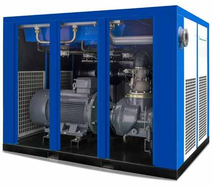 HIGH PRESSURE ROTARY SCREW COMPRESSOR Features and advantages 05 02 01 01 Two-Stage Rotary Screw Air End Discharge pressure is up to 40 bar(=580 psig).