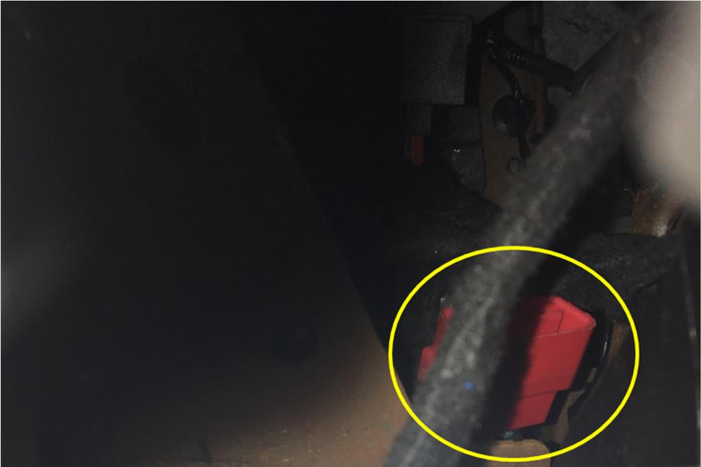 Figure 5: Drift Stick wiring connector seen through OBD2 door during installation e.