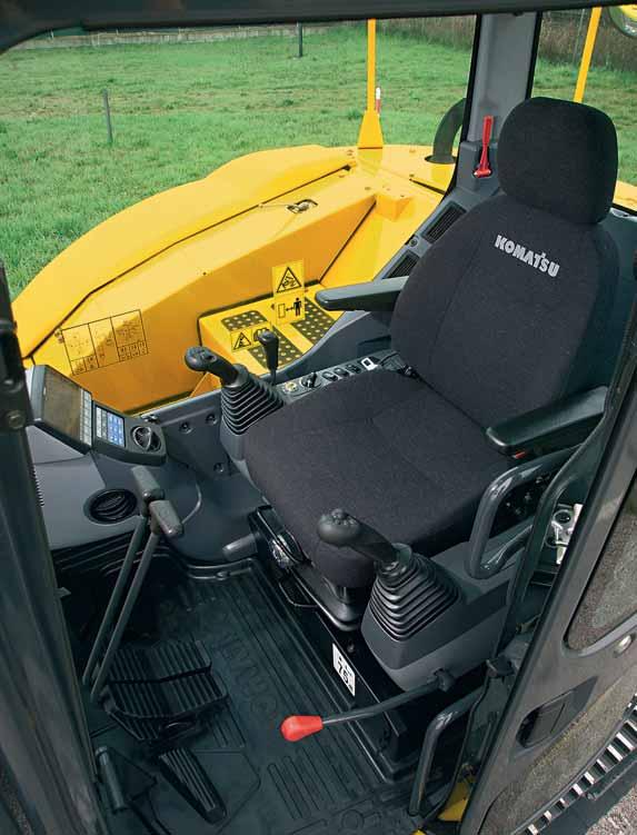 First-Class Operator Comfort Operator s environment The PC118MR-8 has a spacious ROPS cab (ISO 12117-2) designed to absorb shocks