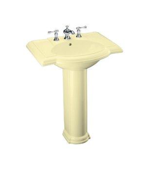 Pedestal and Wall-Hung Bath Sinks Kohler Devonshire Model #: K-2288-Y2, K-2295-8-Y2 Finish: Sunlight - 27 x20 Pedestal Bowl and Base with 8 Widespread