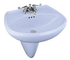 57 Kohler Chablis Model #: K-2138-8-52, K-2143-52 Finish: Navy - 24 x19 Wall-Hung Bowl and Base with 8 Widespread Faucet Drilling List Price: $668.