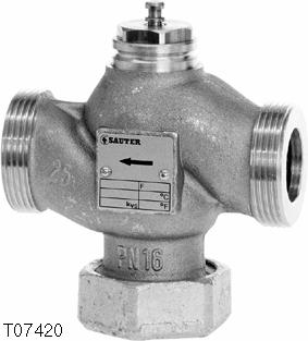 56.455/1 VXN: Through valve with male thread; nominal pressure 16 bar For continuous control of cold water, hot water or air. Condition of the water as per VDI 2035.