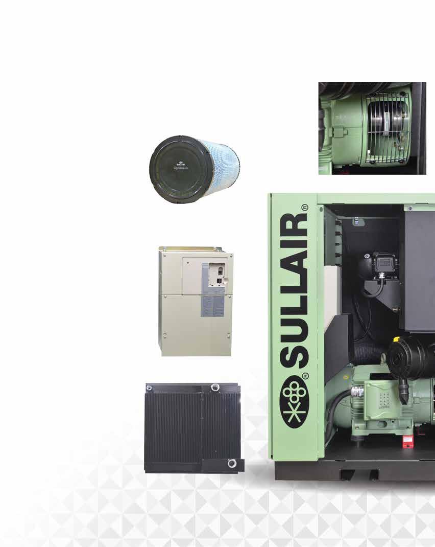 40-100 hp Compressors SULLAIR OPTIMALAIR AIR FILTER Provides industry s finest inlet filtration Keeps fluid clean and extends internal component life Reduced pressure drop during operating life