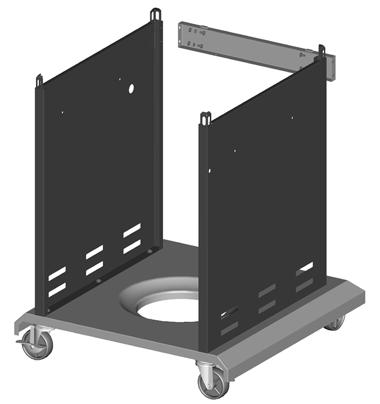 NOTE: Regular castors (EG) need to be assembled to the front of the bottom shelf (EE), and locking castors (EF) need to be