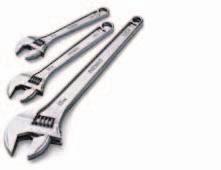 Adjustable Wrenches Adjustable Wrenches High grade chrome-vanadium alloy steel. Plumber s Wide-Mouth Adjustable Wrenches 86902 756 6" Adjustable 6 150 3 4 20 1 4 0.