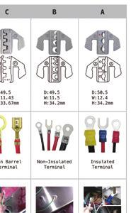 comfort Ratchet crimping tool kit including: 1 x die for insulated terminal 1 x die for