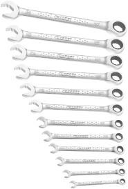 FST RTHET OMINTION WRENHES - METRI - ISO 69 - ISO 7- - 5 increment. - Straight 2-point OGV ring end. - Ratchet effect open end angled at 5 from the handle axis (increment angle 30 ).