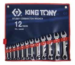 Stubby Combination Wrench & Set 10D0 short pattern. Short pattern desin enables reater access in confined spaces. Metric size - DIN3113 H1 H2 10D0-08 8 18.1 13.8 4.6 6.0 85 20 20 / 360 10D0-09 9 19.