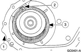 Page 3 of 9 8. CAUTION: Do not remove the bearing from the rear output shaft. Remove the rear output shaft and ring gear from the rear case half. 1.