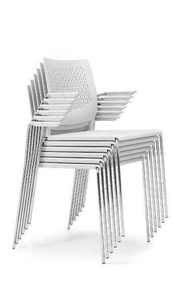 The chair is available in plastic colour options and
