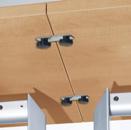 Structural crossbeam secured to 2 hinges ensures the safe locking or flipping of the table top.