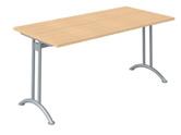 208 SharedSpaces / Catering > Melamine 25 mm thick tops > Rectangular table tops are supported by a fixed tubular steel structural crossbeam and legs in an aluminium grey finish > Tables H. 73.