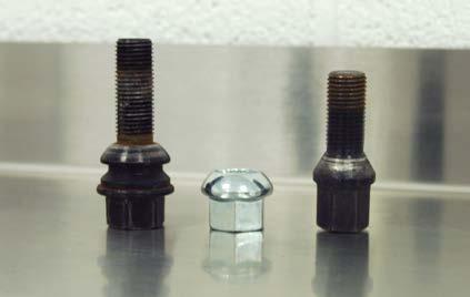 The lug bolt on the left and the lug nut in the middle have a ball seat, and the lug bolt on the right has a cone seat (or tapered